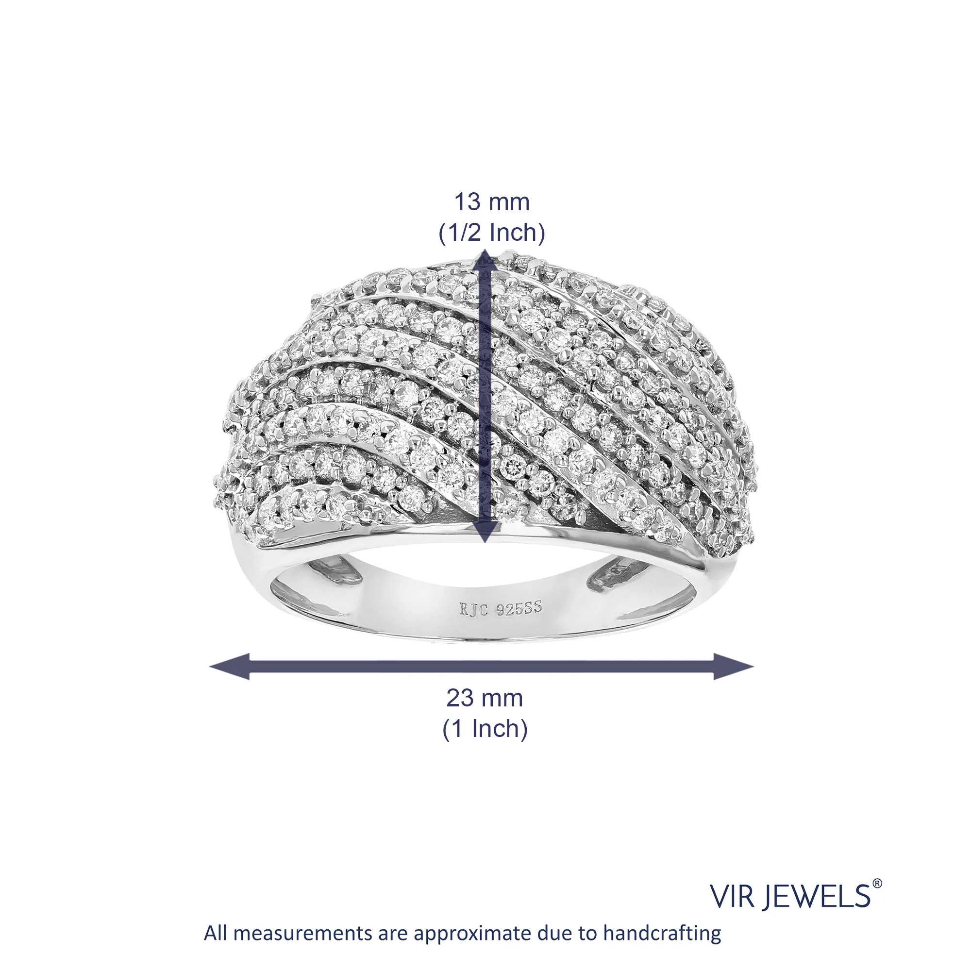 1 cttw Multi Twist Lab Grown Diamond Wedding Band Sterling Silver