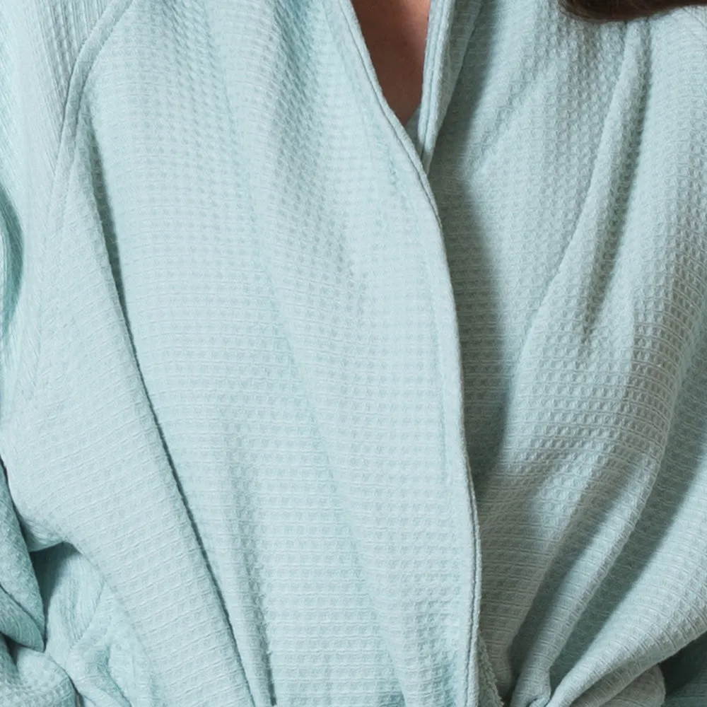 100% Cotton Bathrobe | Waffle Unisex | Ultra Soft | Absorbent | Durable | Extra Large | Aqua