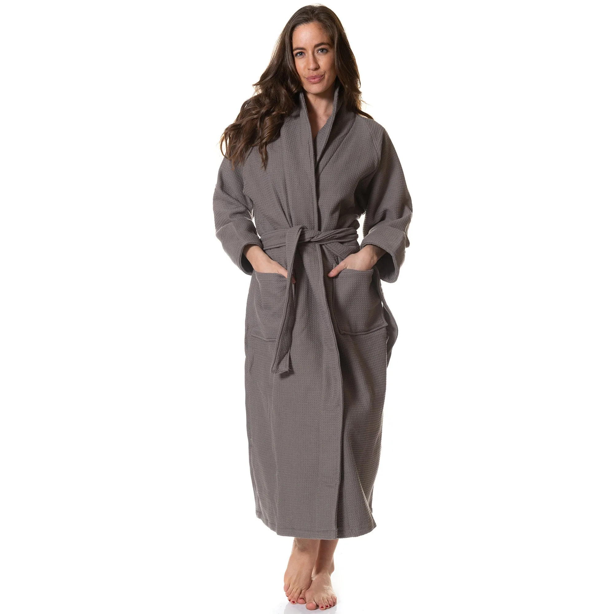 100% Cotton Bathrobe | Waffle Unisex | Ultra Soft | Absorbent | Durable | Extra Large | Charcoal