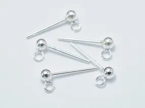 10pcs (5pairs) 925 Sterling Silver Ball Earring Stud Post with Open Loop