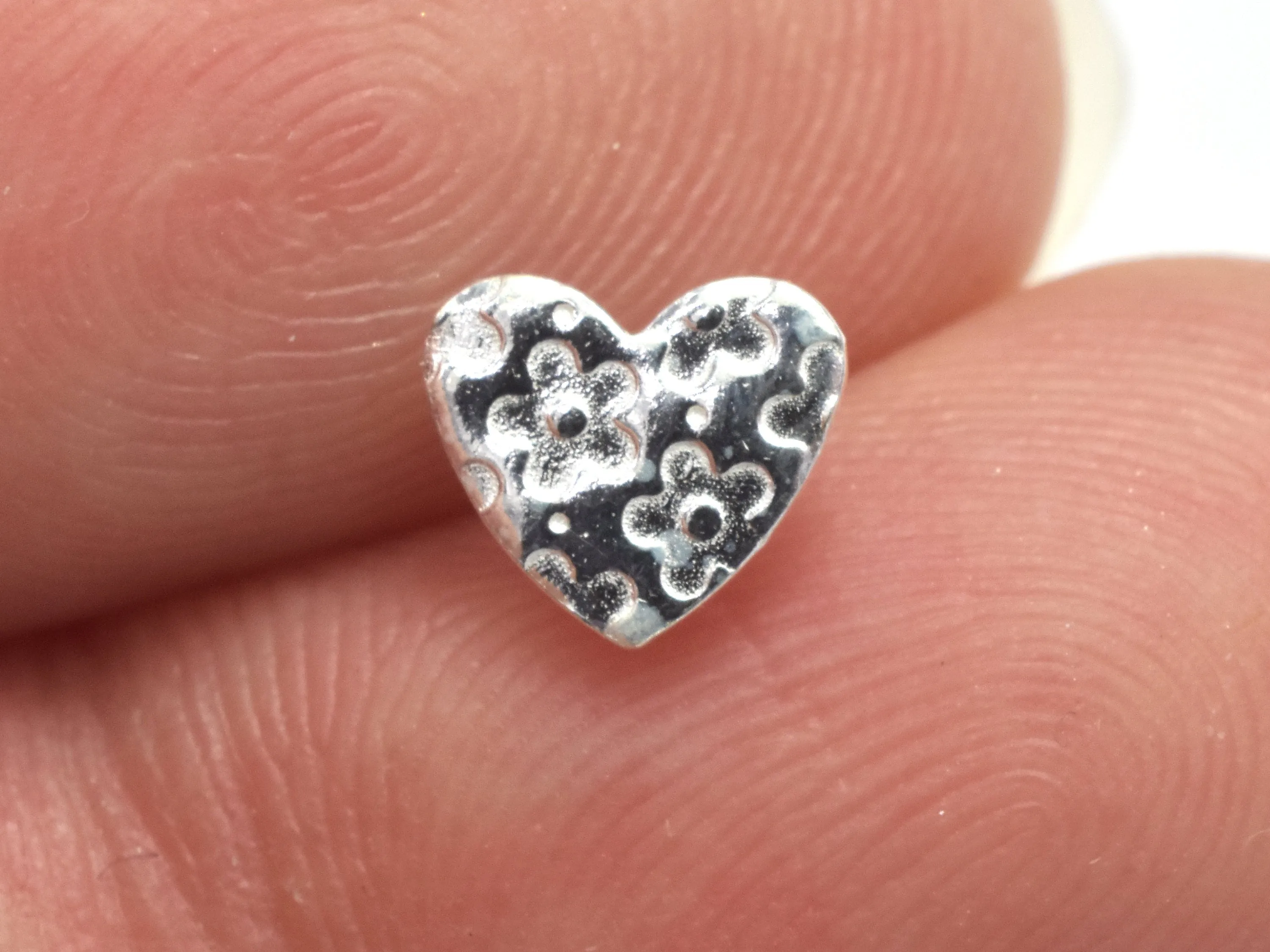 10pcs (5pairs) 925 Sterling Silver Heart Pad Earring Stud Post, 6.6x5.8mm Heart Pad