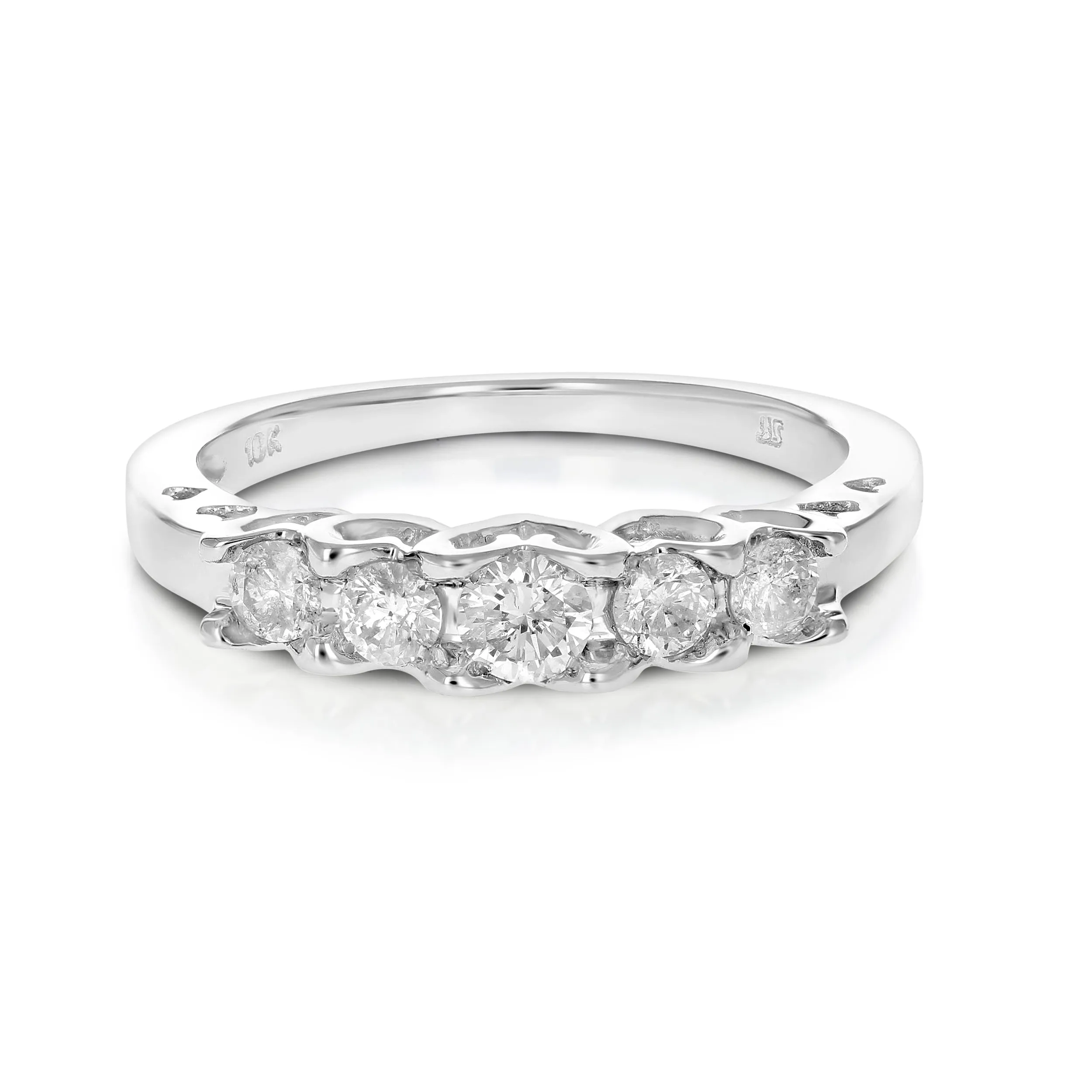 1/2 cttw Five Stone Diamond Engagement Ring in 10K White Gold