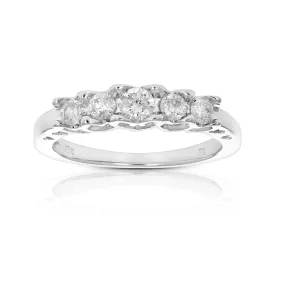 1/2 cttw Five Stone Diamond Engagement Ring in 10K White Gold