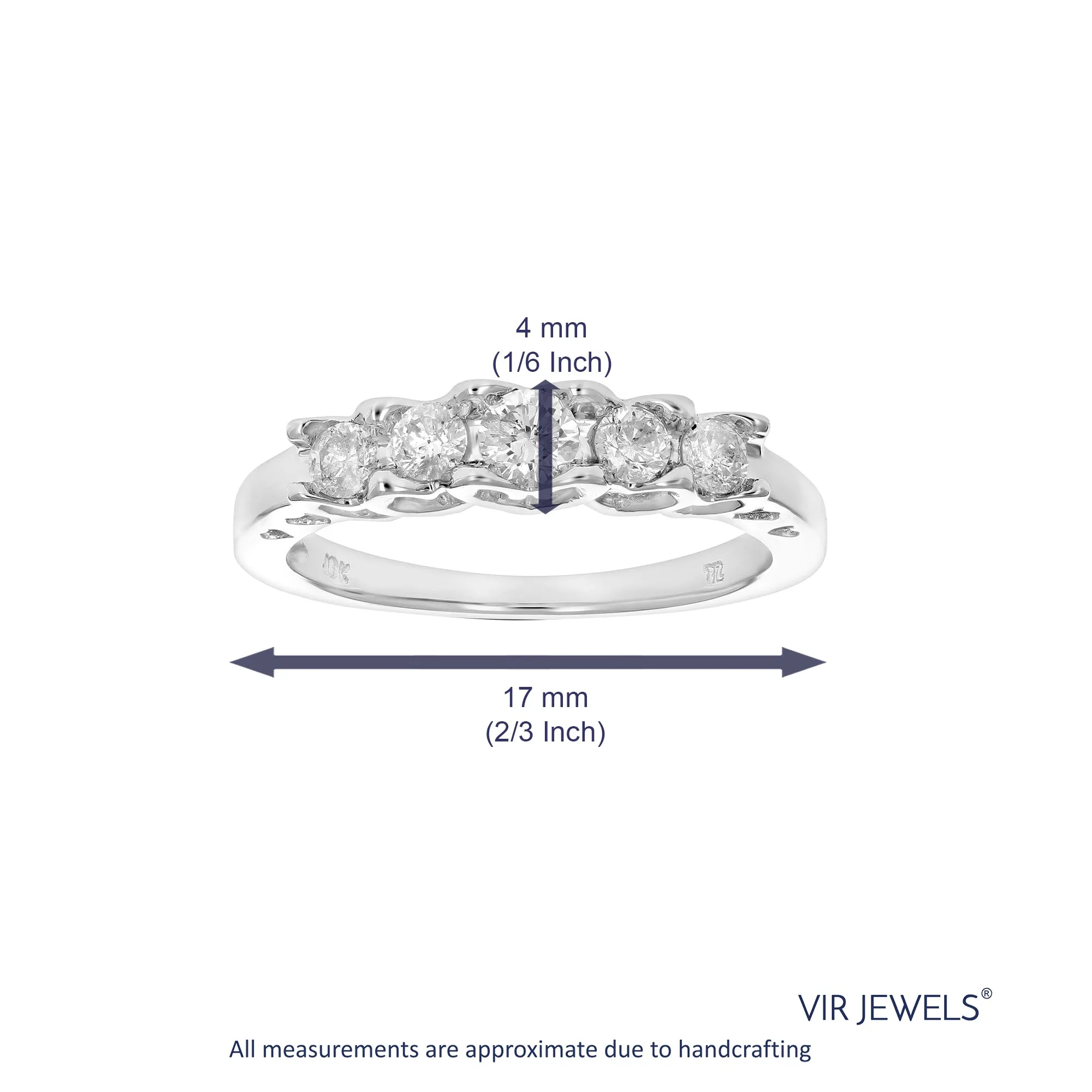 1/2 cttw Five Stone Diamond Engagement Ring in 10K White Gold