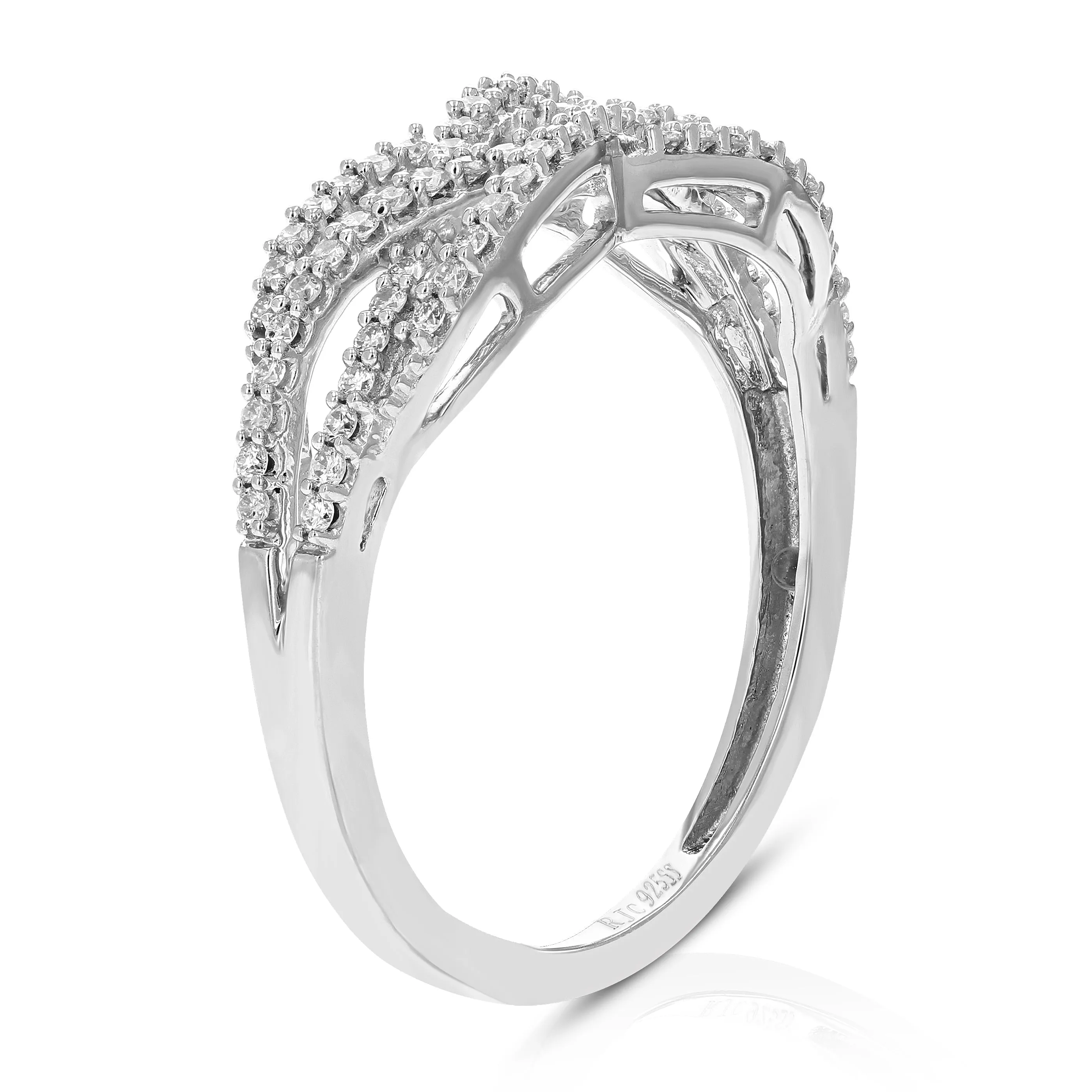 1/3 cttw Lab Grown Diamond Twisted Wedding Band Sterling Silver