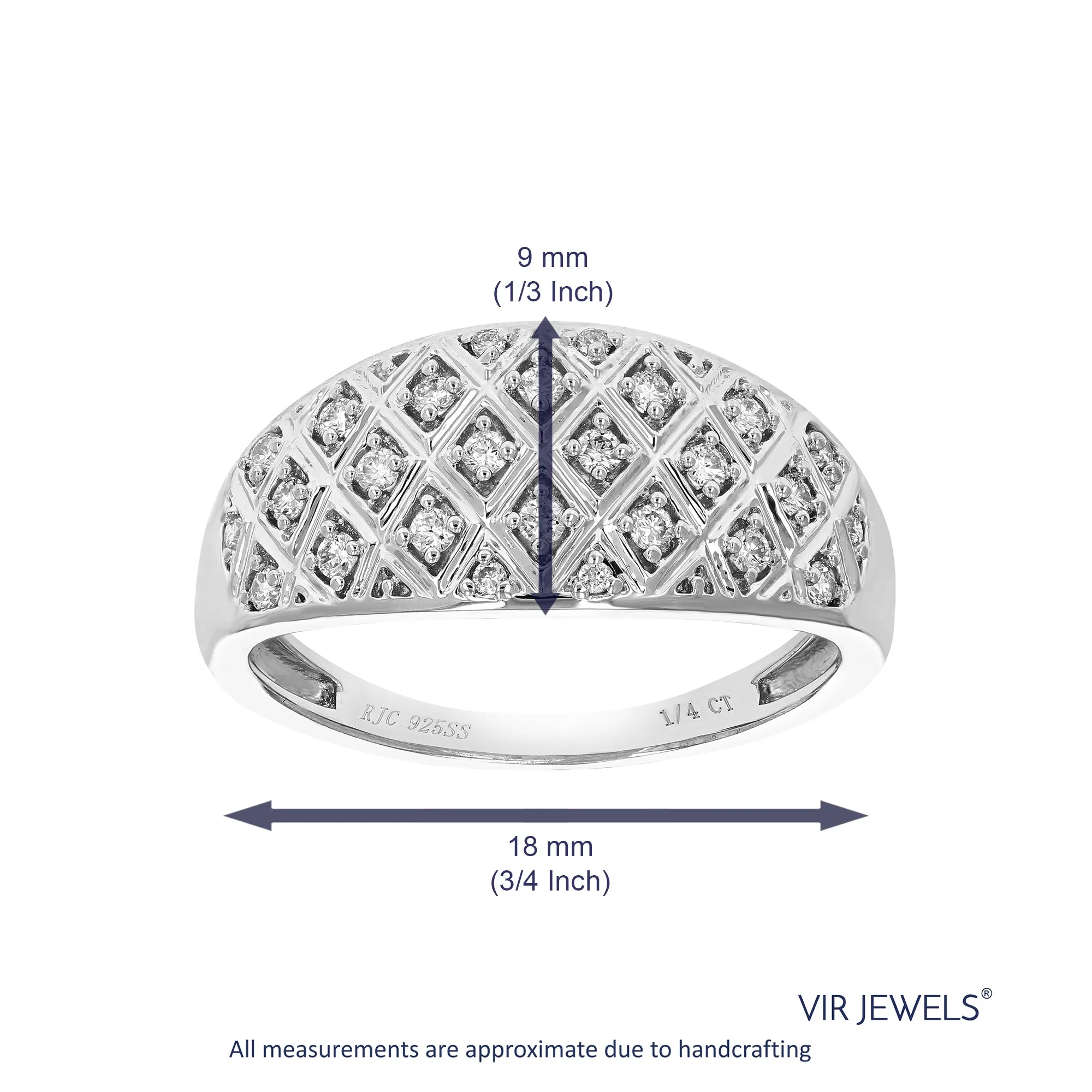 1/4 cttw Lab Grown Diamond Round Wedding Band Sterling Silver