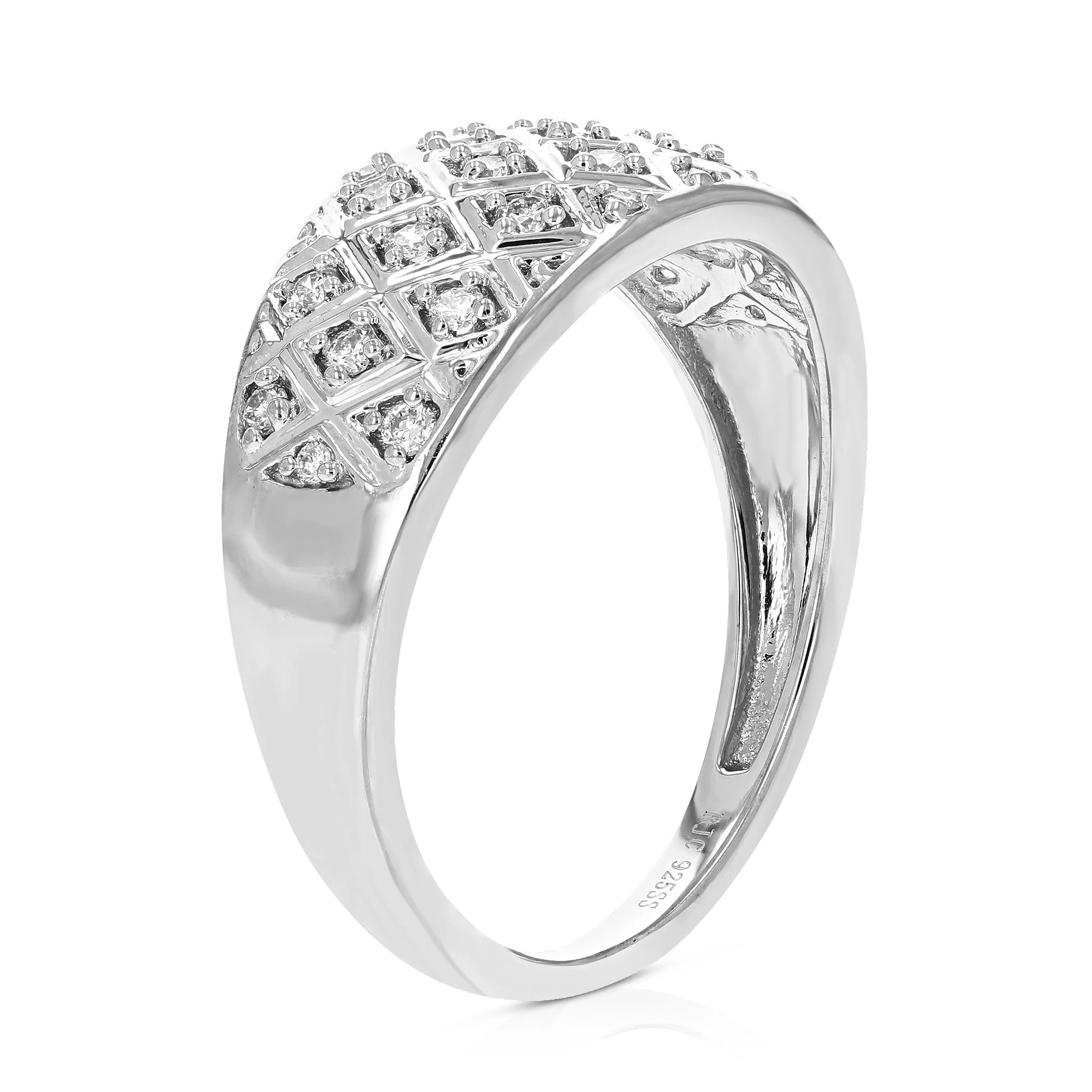 1/4 cttw Lab Grown Diamond Round Wedding Band Sterling Silver