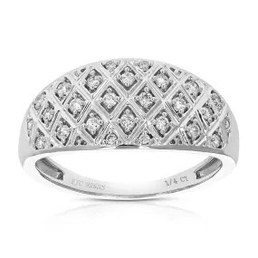 1/4 cttw Lab Grown Diamond Round Wedding Band Sterling Silver