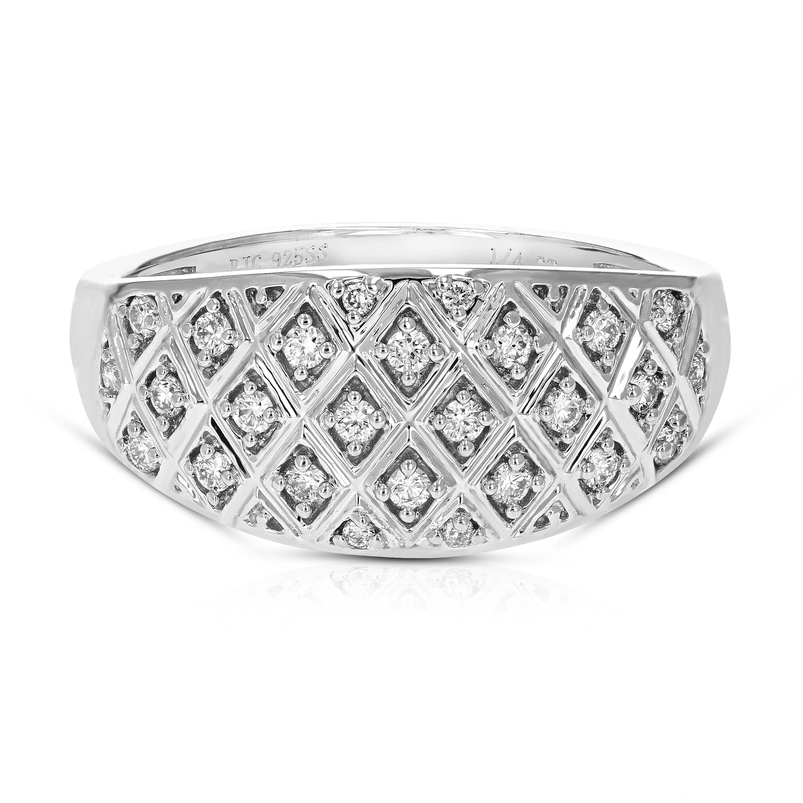 1/4 cttw Lab Grown Diamond Round Wedding Band Sterling Silver