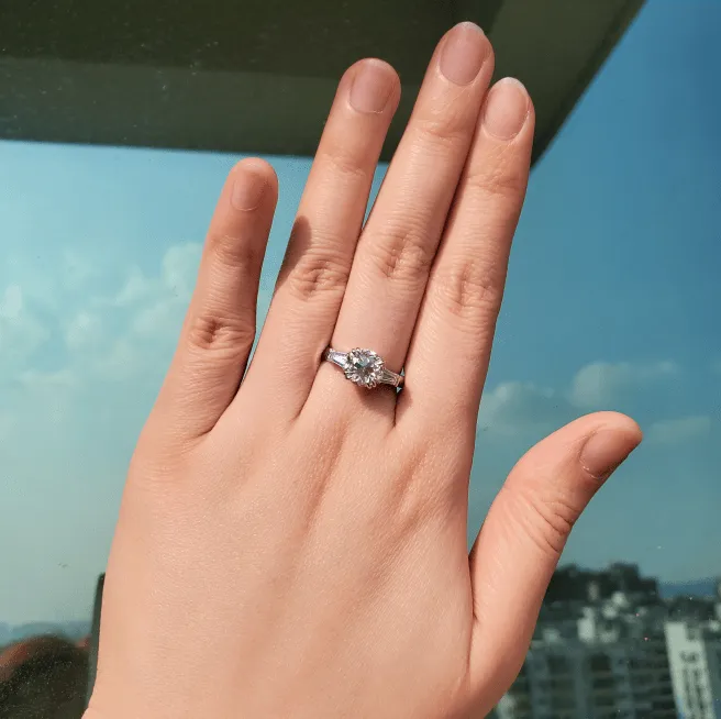 14k White Gold 2 Carat Old European Cut Diamond Double Prong Setting Three-stone Vintage Engagement Ring
