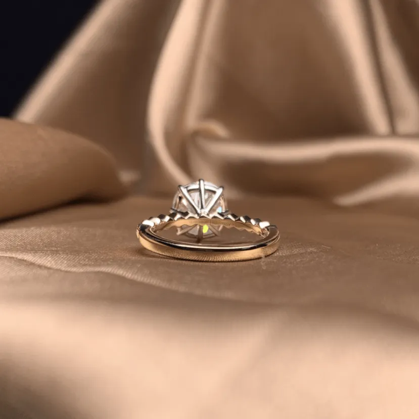 14k Yellow & White Gold 4 Carat Old European Cut Moissanite 8 Prongs Vintage Engagement Ring
