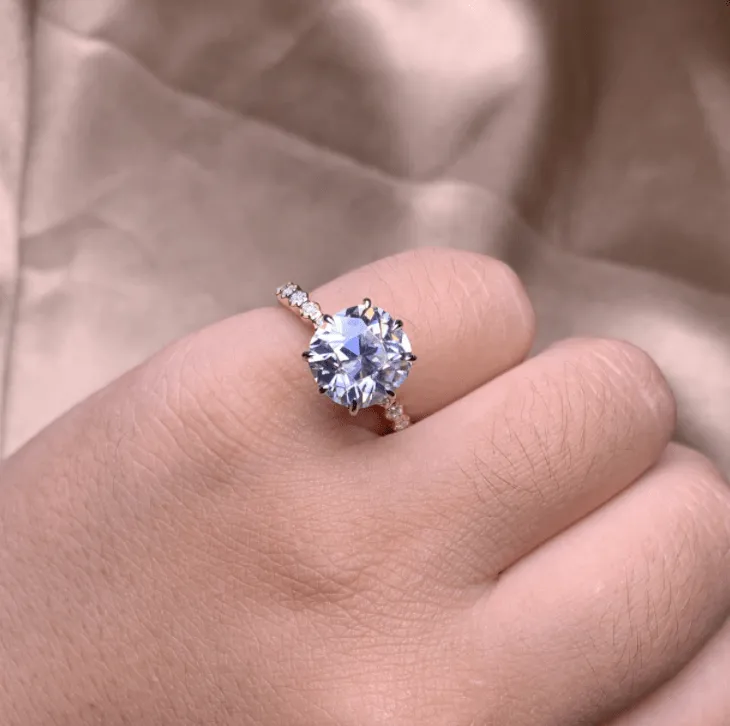 14k Yellow & White Gold 4 Carat Old European Cut Moissanite 8 Prongs Vintage Engagement Ring