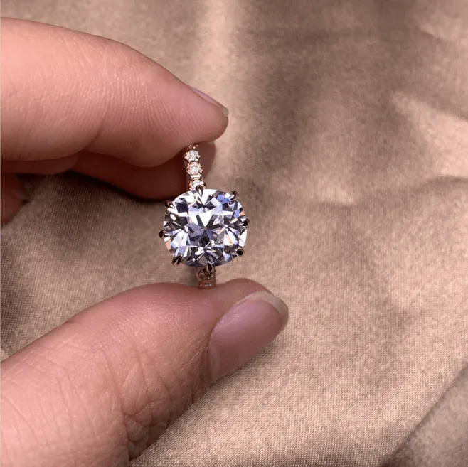 14k Yellow & White Gold 4 Carat Old European Cut Moissanite 8 Prongs Vintage Engagement Ring