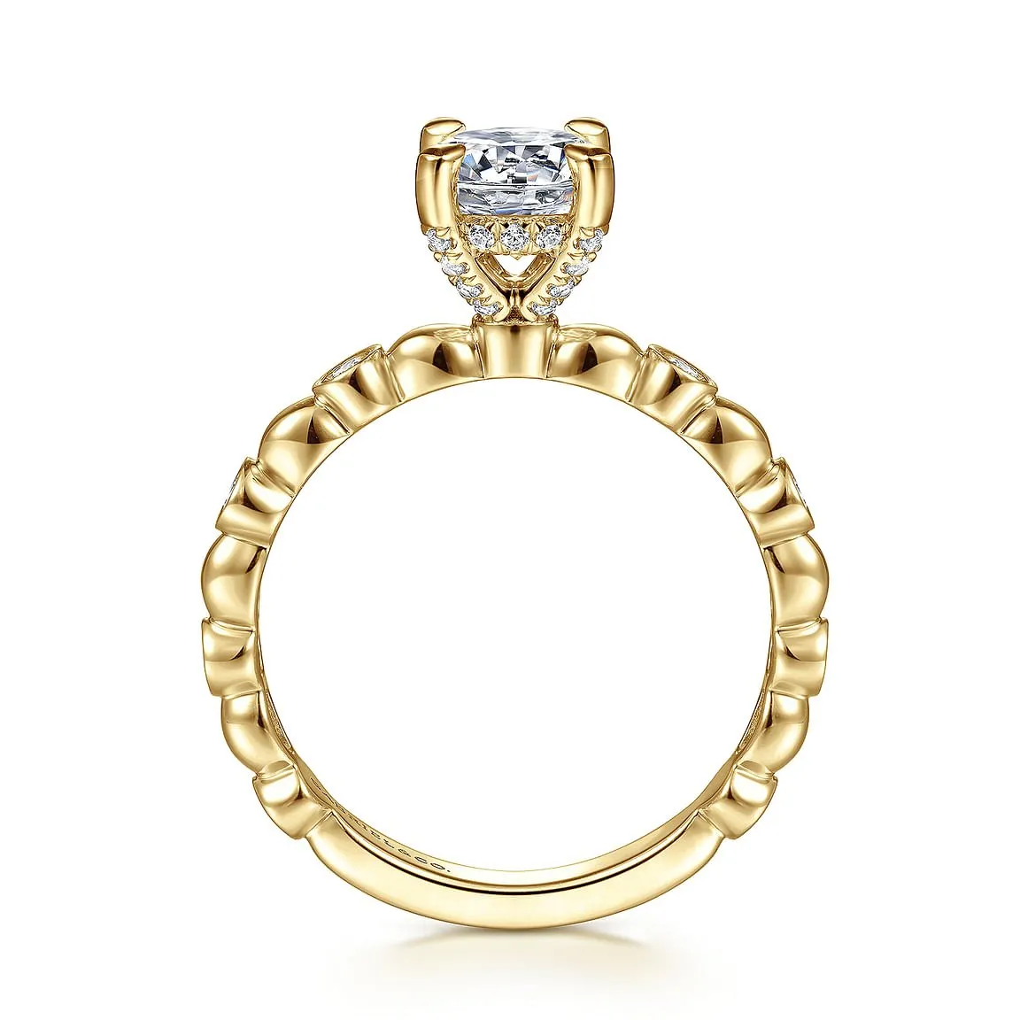 14K Yellow Gold Round Halo Engagement Ring for 1.00ct Round Diamond