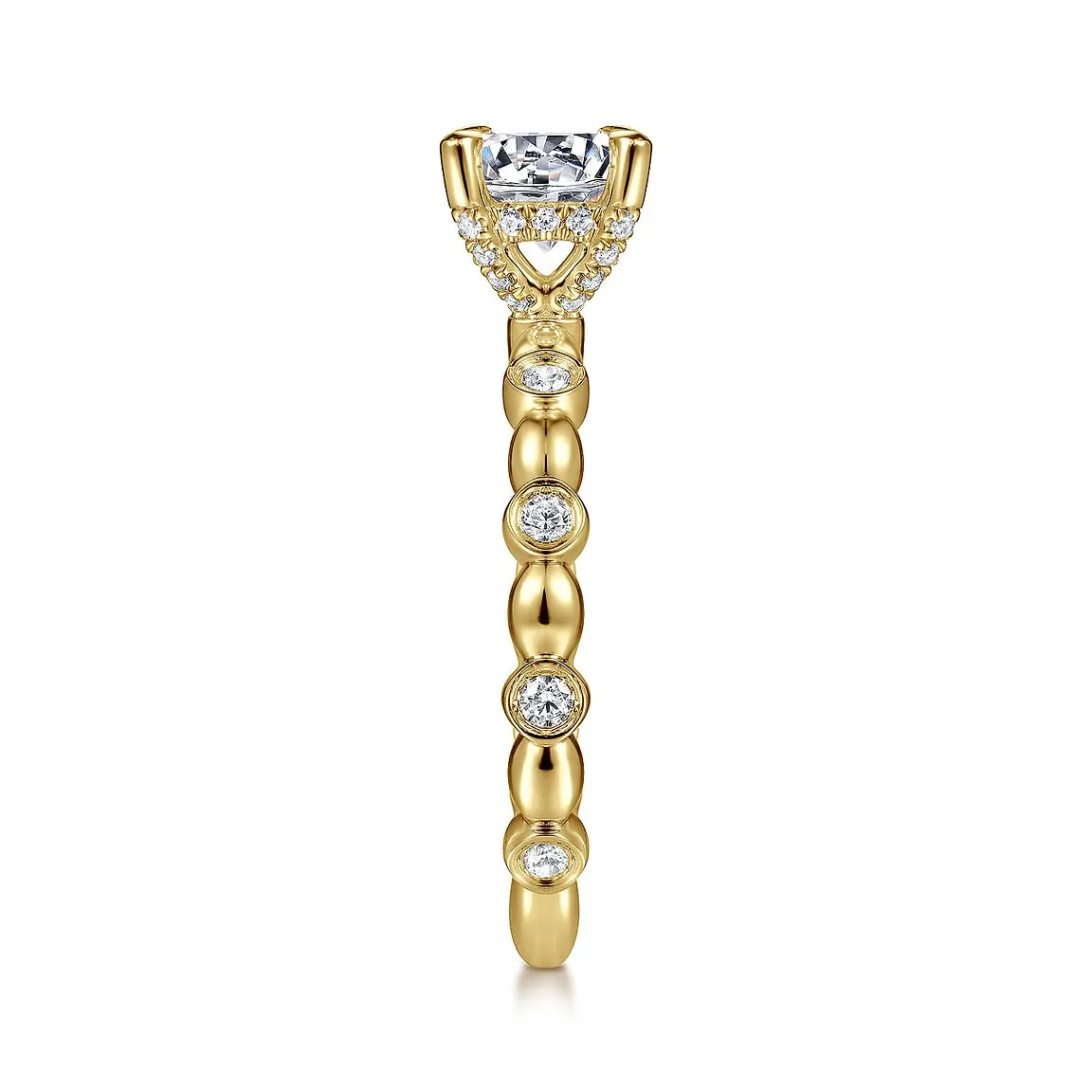 14K Yellow Gold Round Halo Engagement Ring for 1.00ct Round Diamond