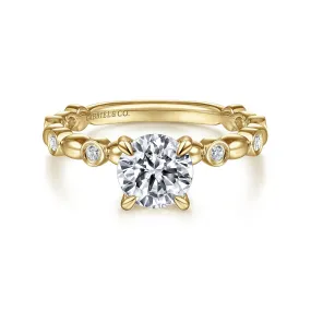 14K Yellow Gold Round Halo Engagement Ring for 1.00ct Round Diamond