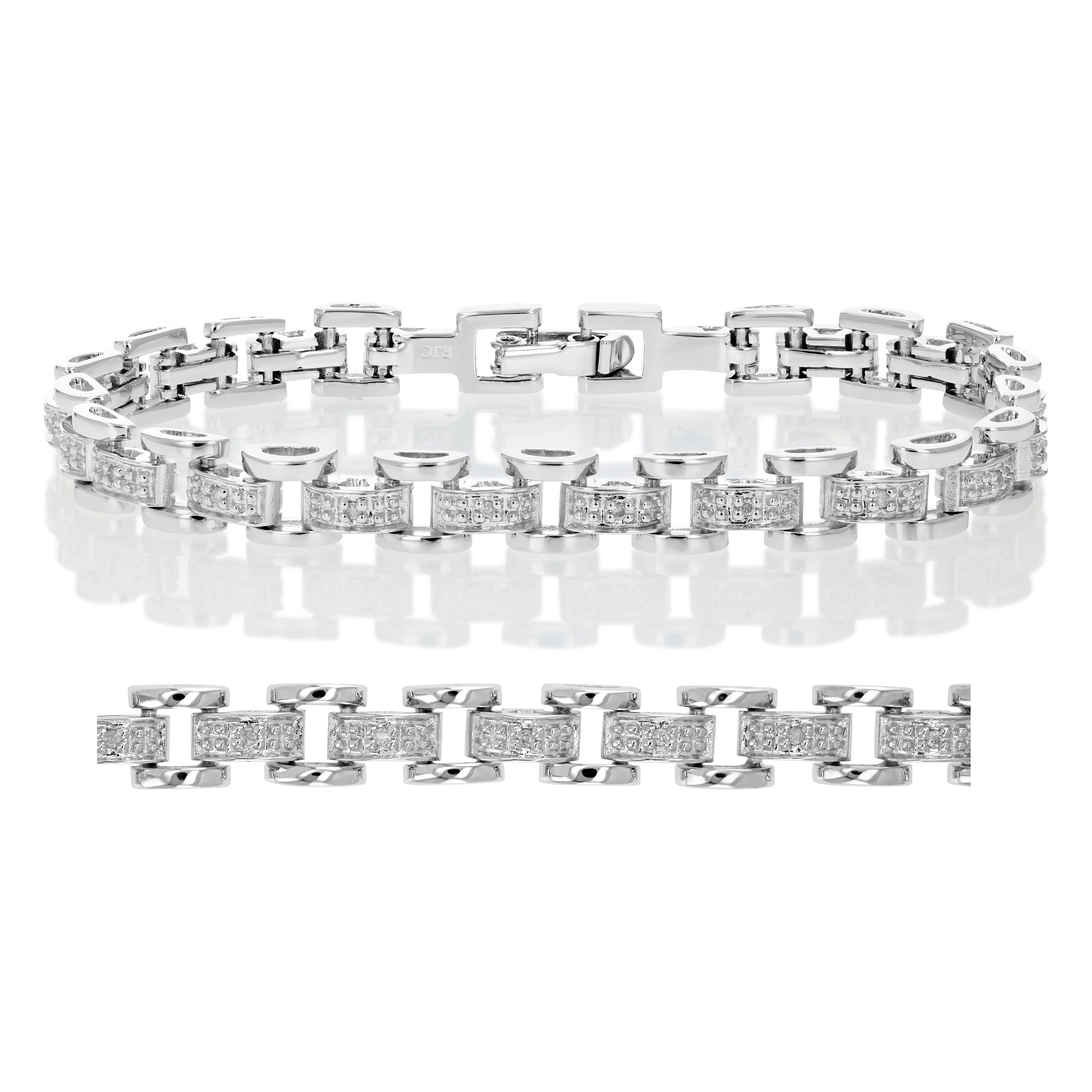 1/8 cttw Diamond Rail Block Tennis Bracelet in Brass