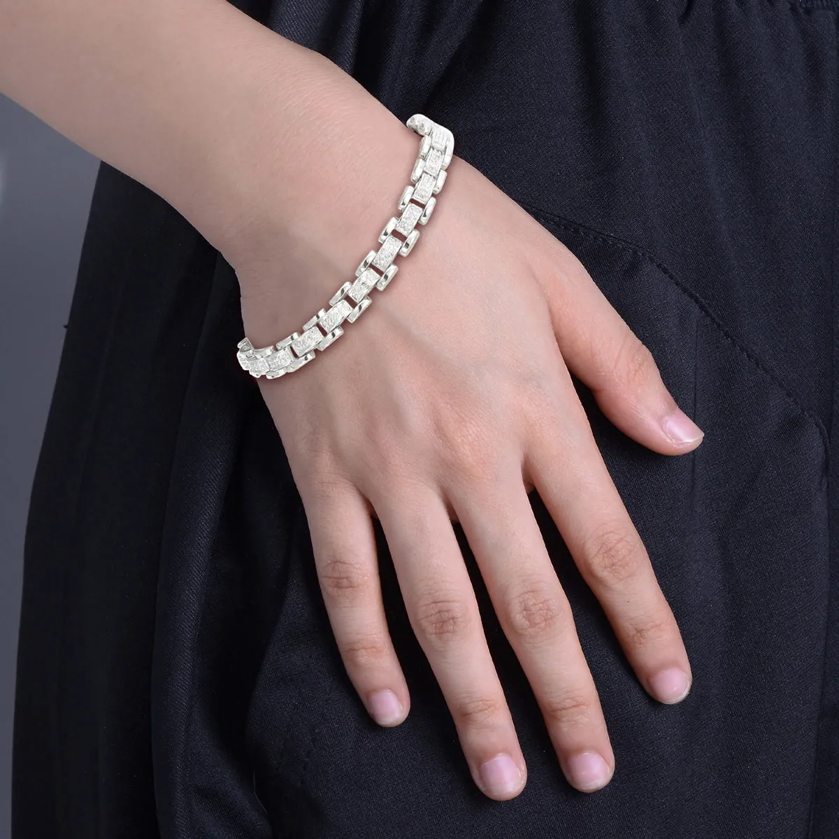 1/8 cttw Diamond Rail Block Tennis Bracelet in Brass