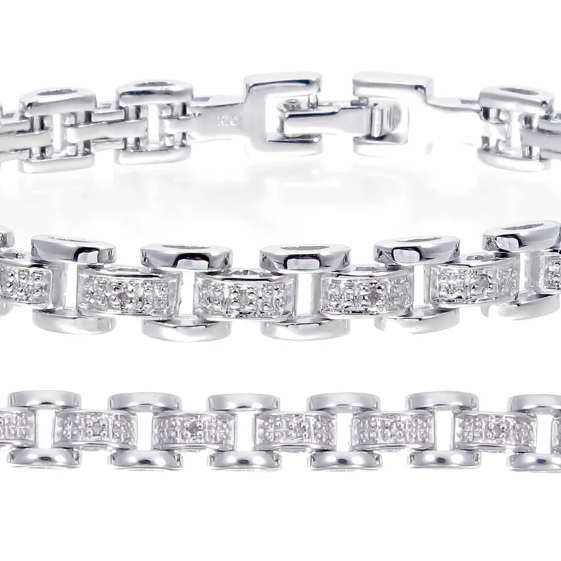 1/8 cttw Diamond Rail Block Tennis Bracelet in Brass
