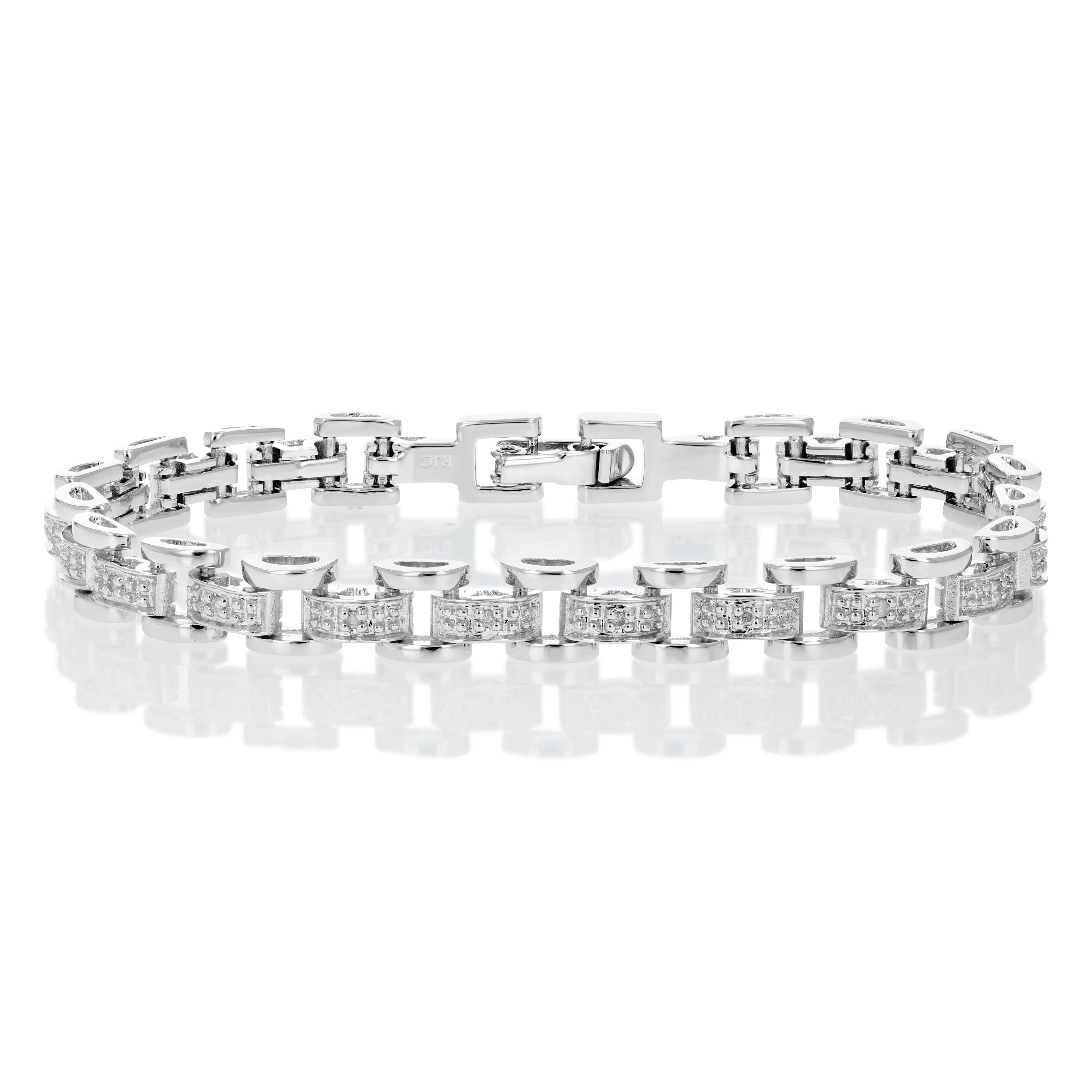 1/8 cttw Diamond Rail Block Tennis Bracelet in Brass
