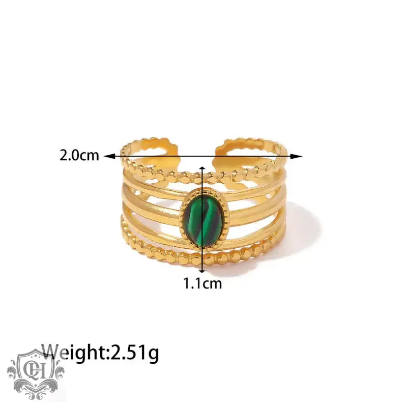 18K gold exquisite and noble gemstone inlaid ring with hollow design