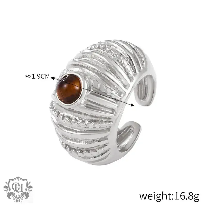 18K gold noble and elegant gemstone inlaid ring with thread design