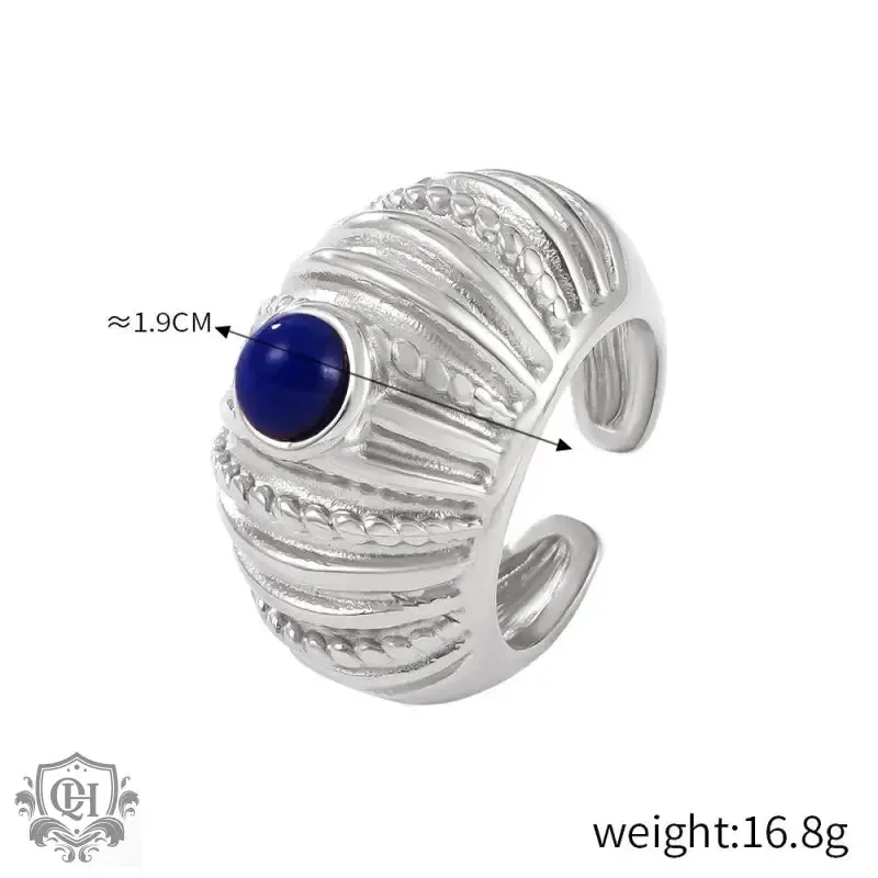 18K gold noble and elegant gemstone inlaid ring with thread design