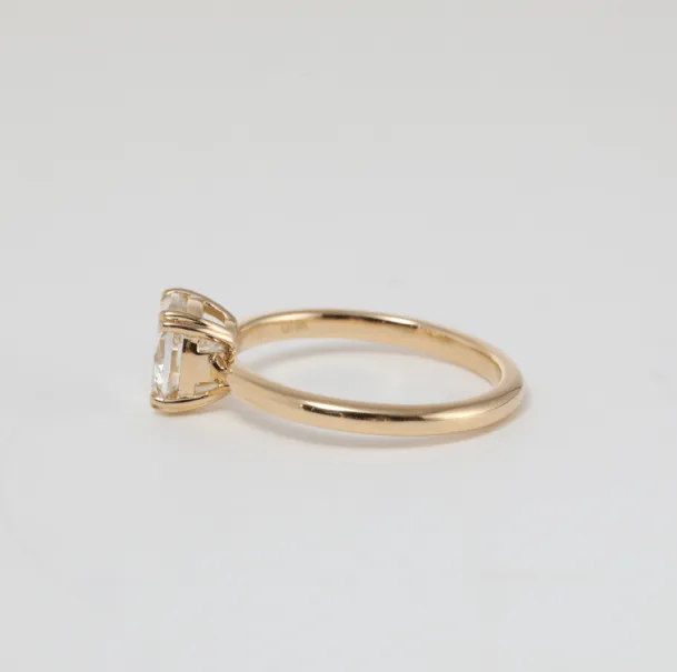 18k Yellow Gold 1.5 Carat Old Mine Cut Lab Diamond Double Prong Setting Vintage Solitaire Engagement Ring