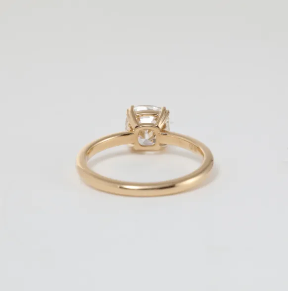 18k Yellow Gold 1.5 Carat Old Mine Cut Lab Diamond Double Prong Setting Vintage Solitaire Engagement Ring