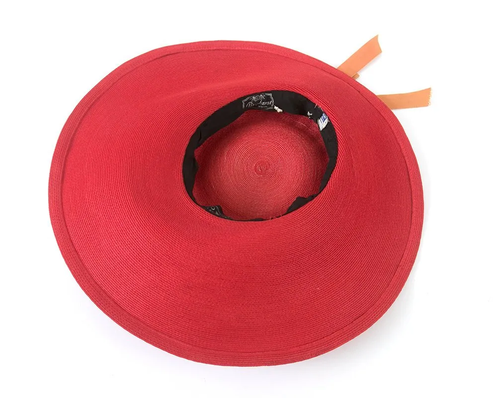 1940s 1950s New York Creation Red Wide Brim Sun Hat
