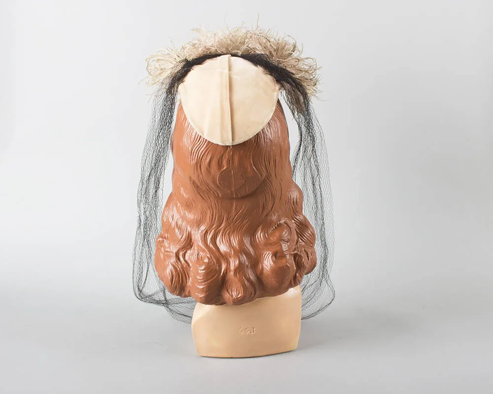 1940s New York Creation Ostrich Feather Juliet Cap with Netting