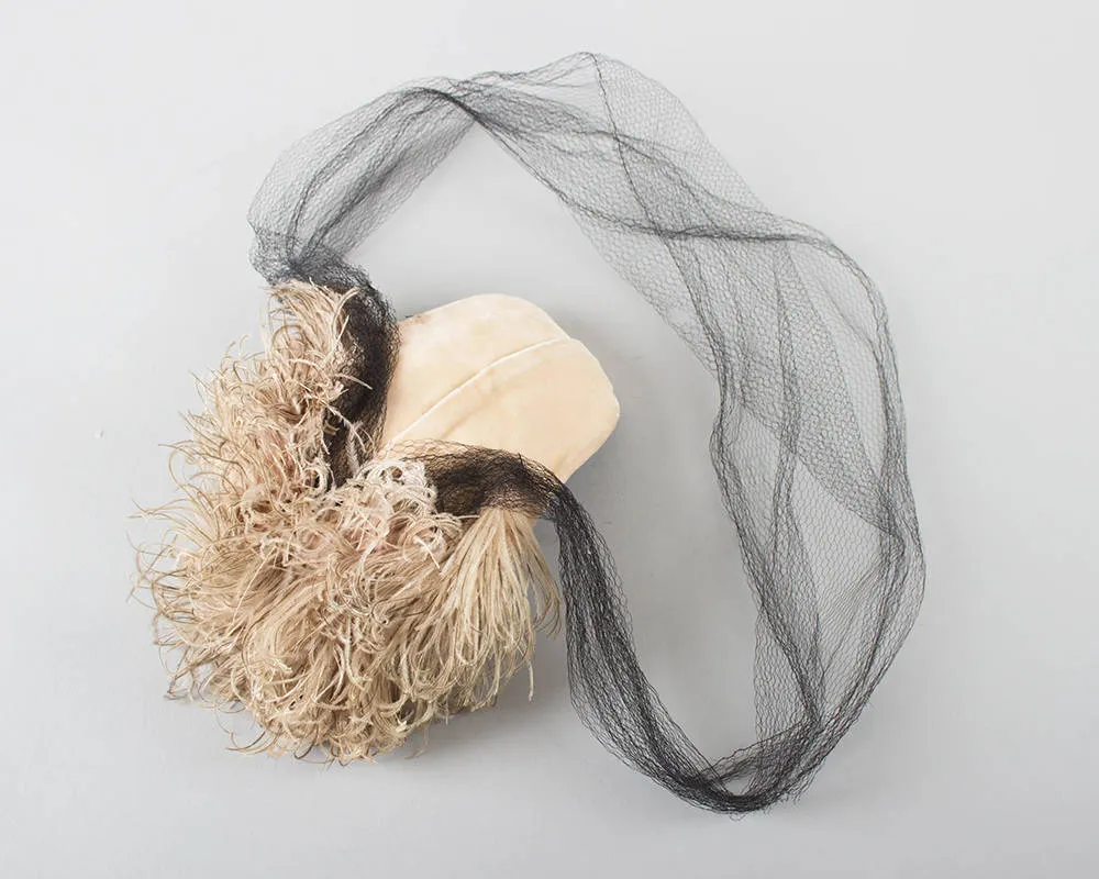 1940s New York Creation Ostrich Feather Juliet Cap with Netting