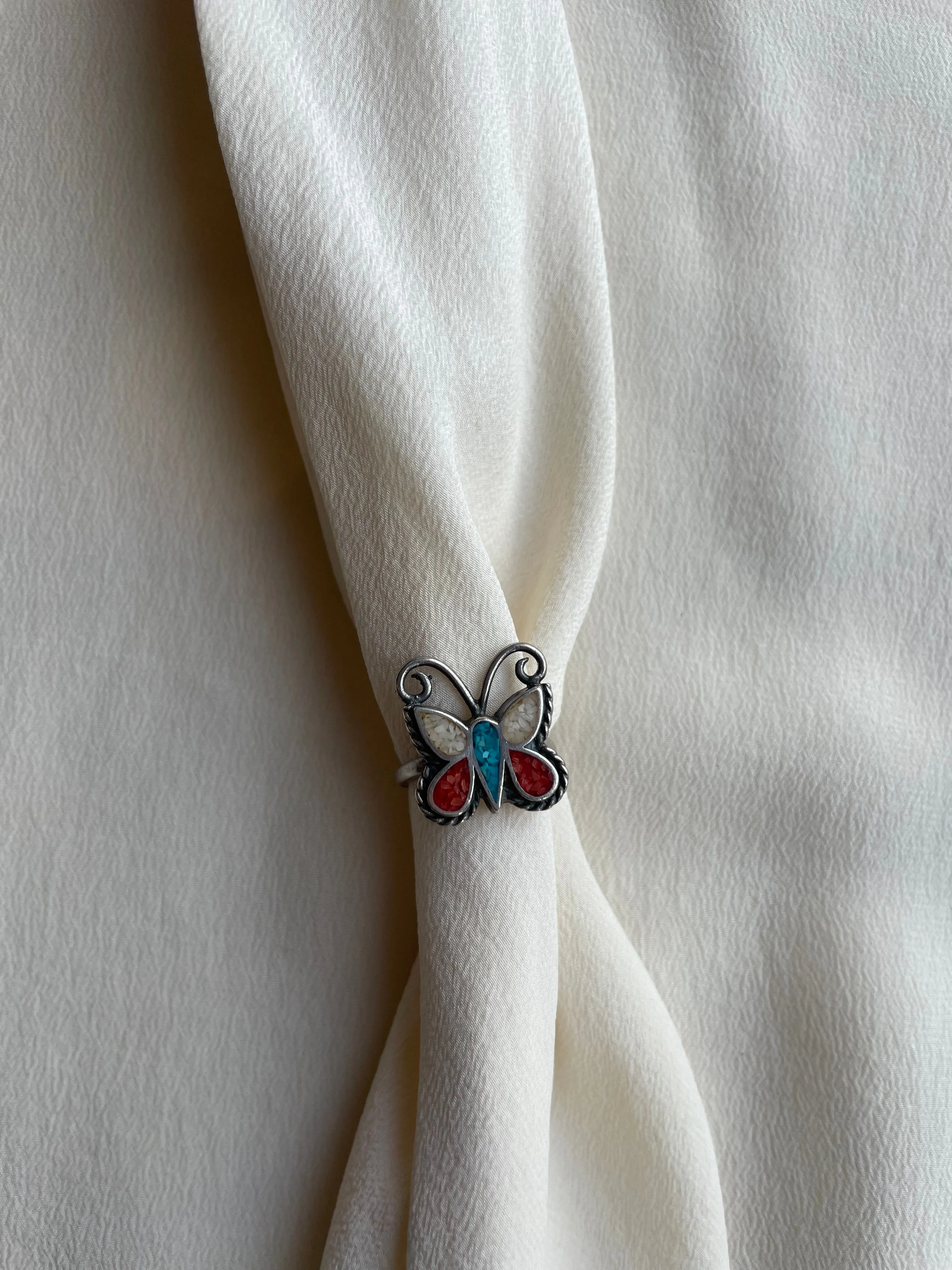 1970s crushed stone butterfly ring R175
