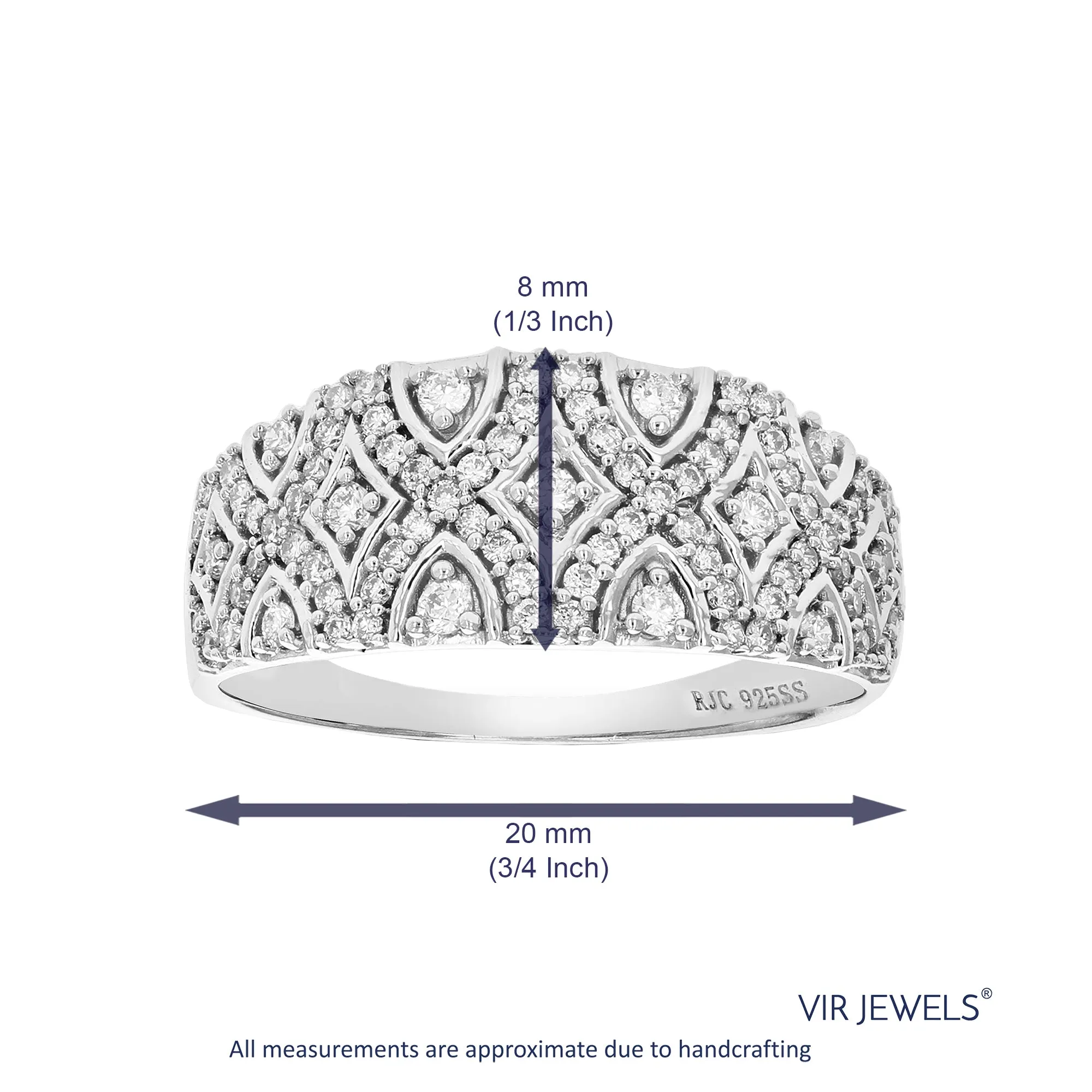 2/5 cttw Lab Grown Diamond Blossom Wedding Band Sterling Silver