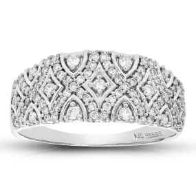 2/5 cttw Lab Grown Diamond Blossom Wedding Band Sterling Silver