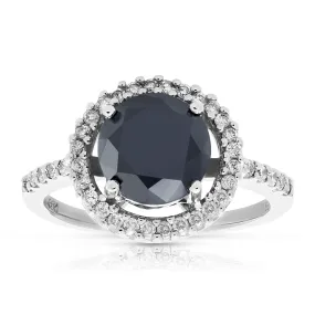 3.50 cttw Black Diamond Wedding Rings in White Gold
