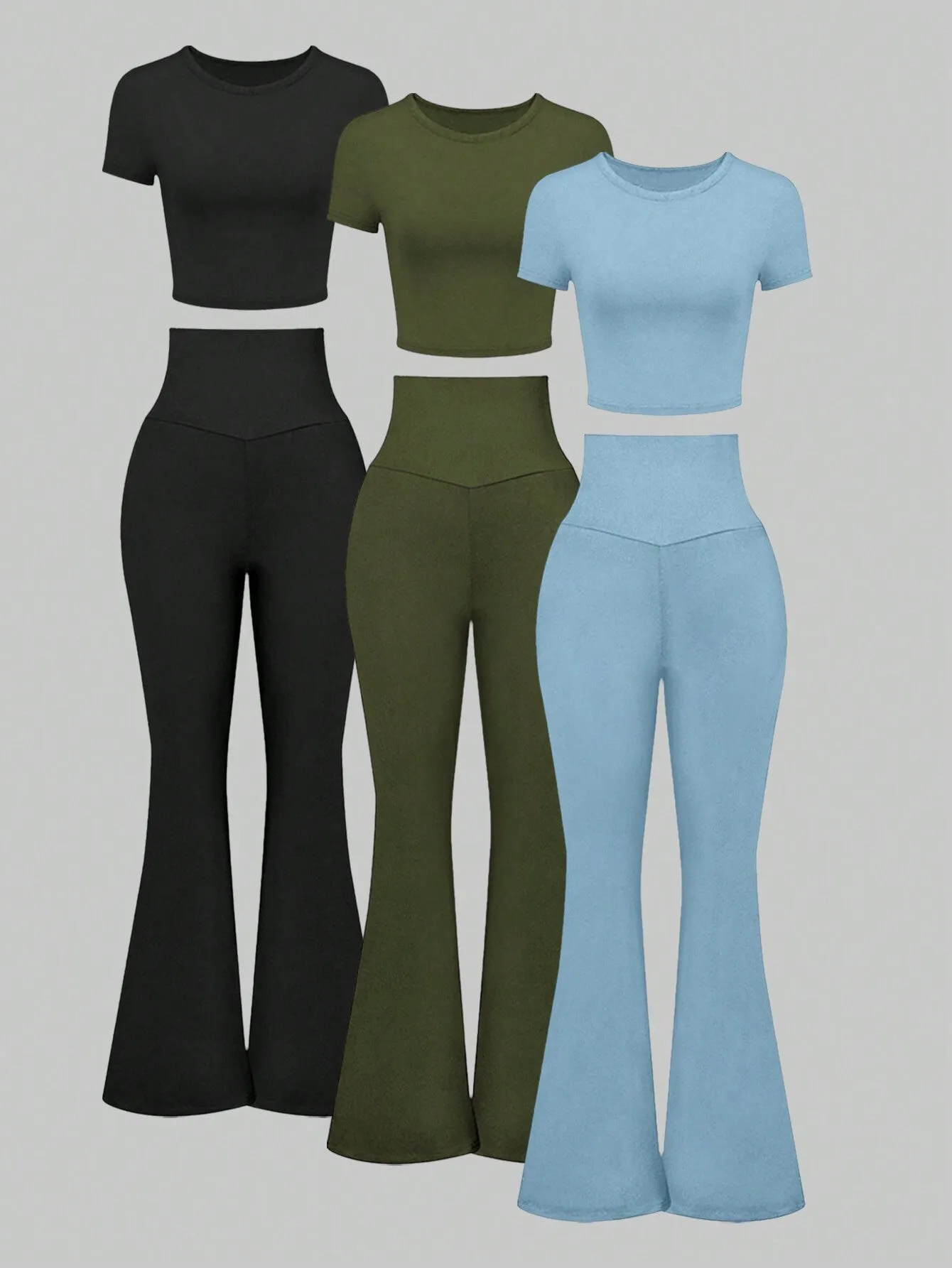 3pcs/Set Round Neck Short Sleeve Set