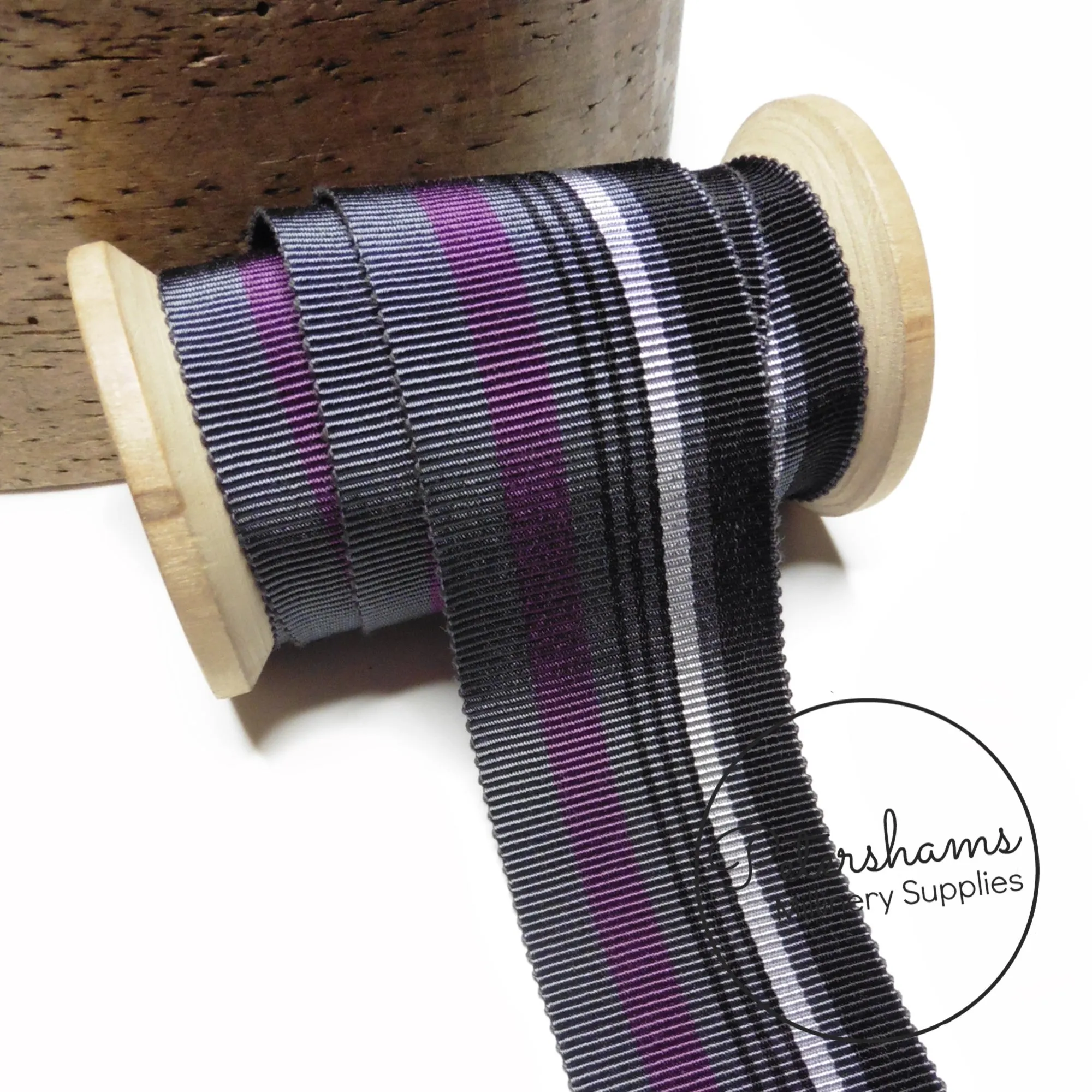 40mm Mixed Stripe Millinery Petersham Hat Ribbon - 1m