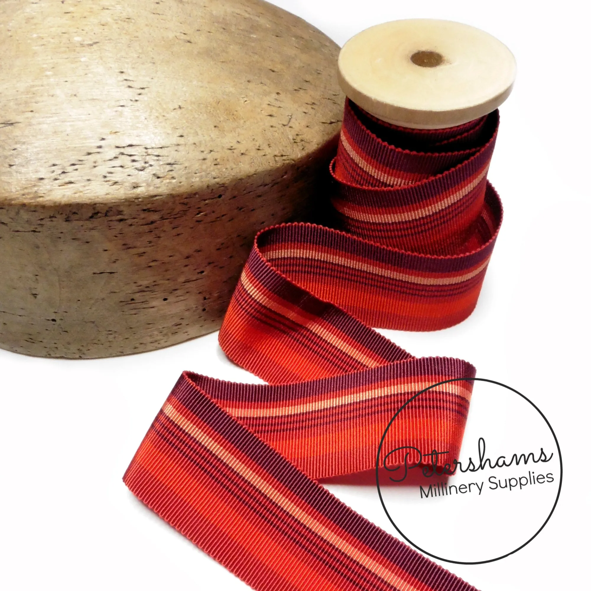 40mm Mixed Stripe Millinery Petersham Hat Ribbon - 1m