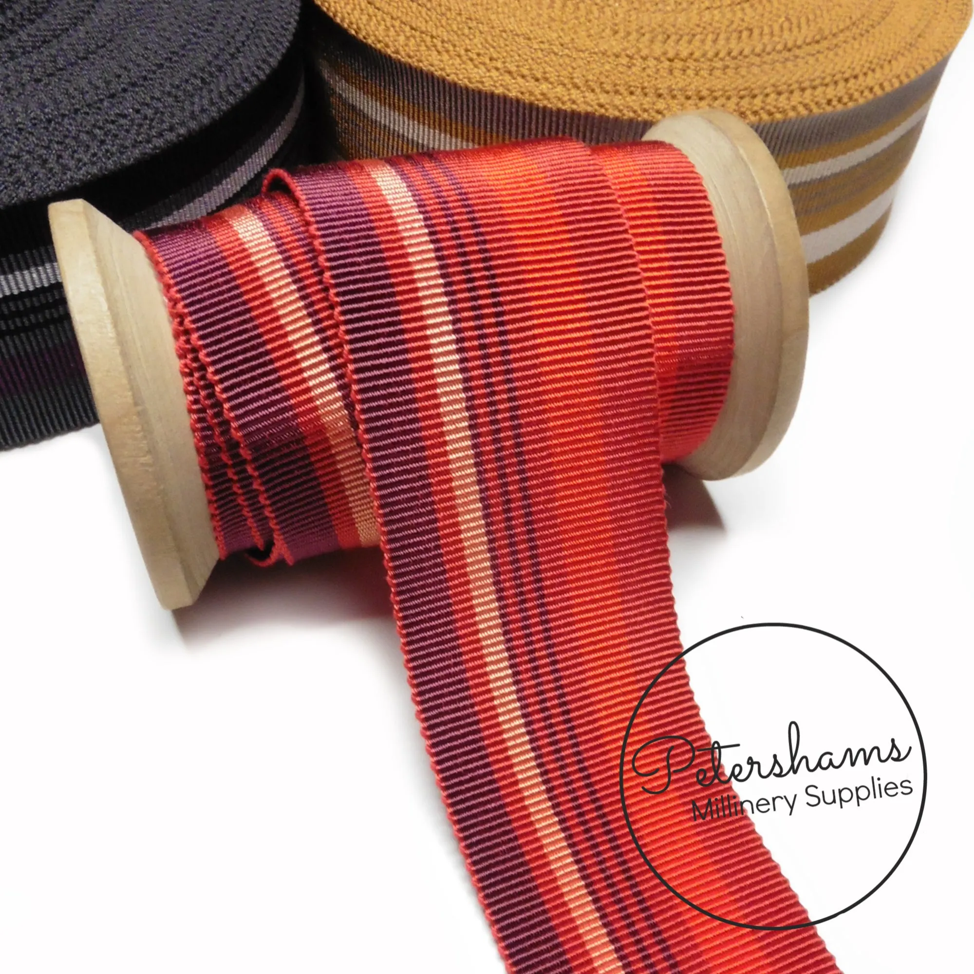 40mm Mixed Stripe Millinery Petersham Hat Ribbon - 1m
