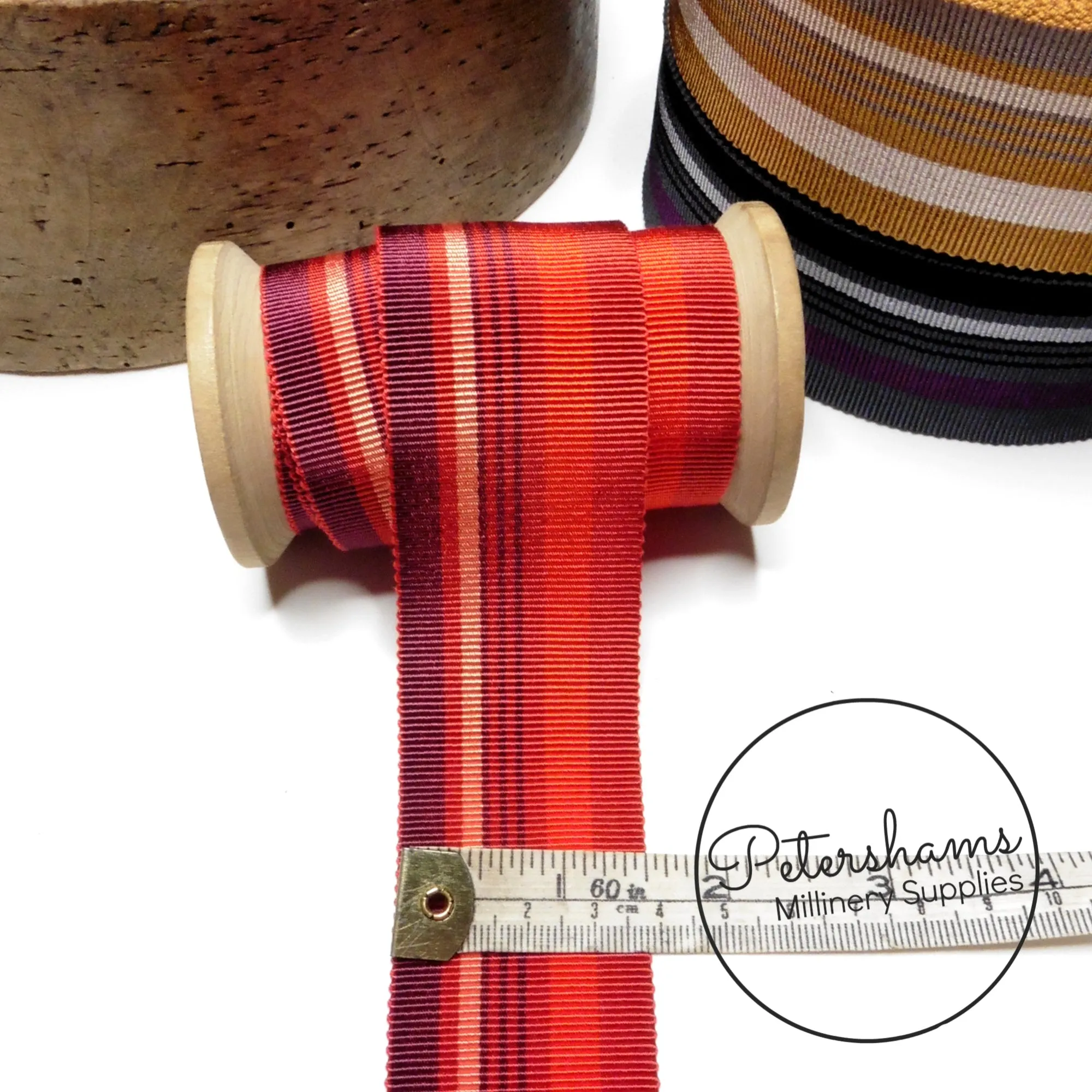 40mm Mixed Stripe Millinery Petersham Hat Ribbon - 1m