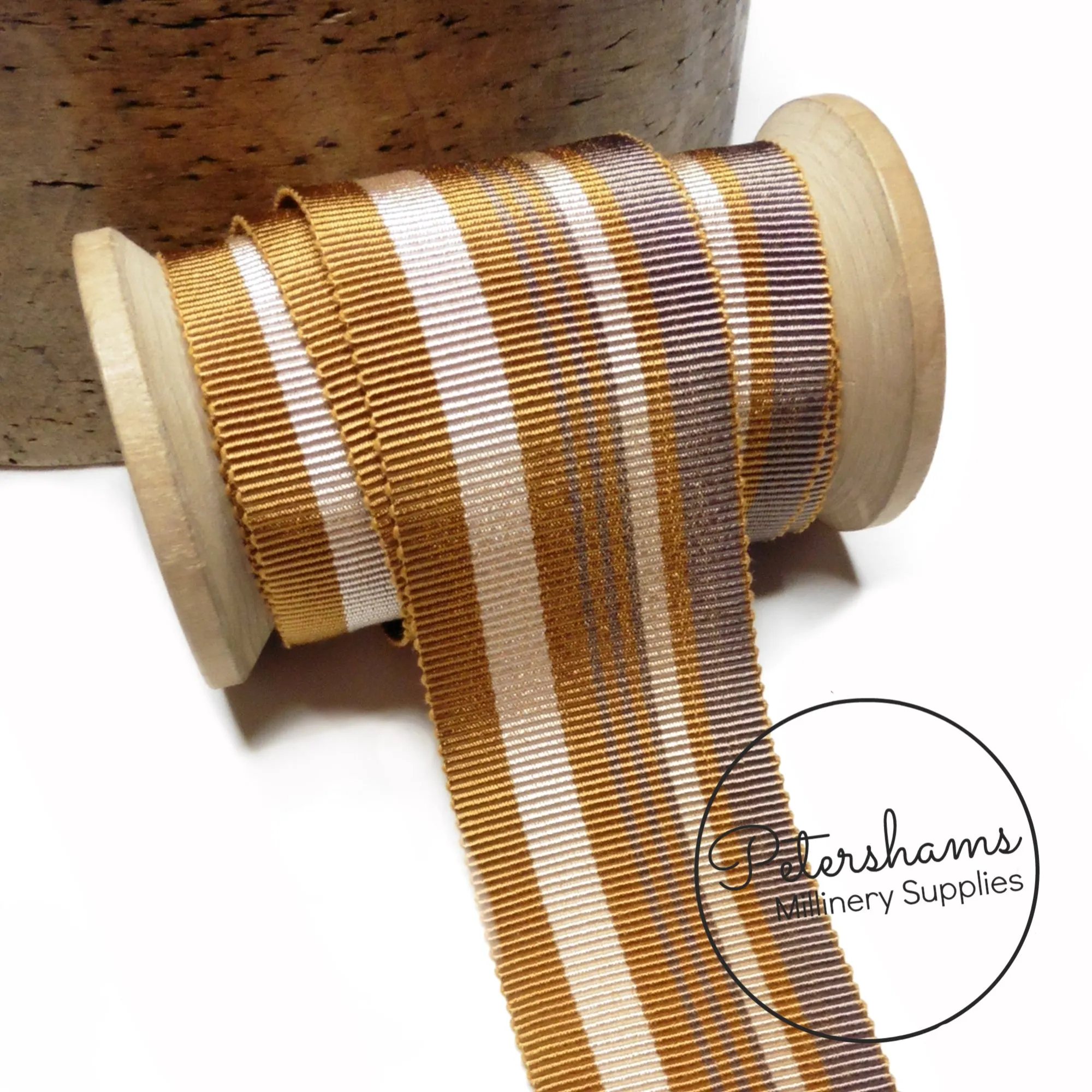 40mm Mixed Stripe Millinery Petersham Hat Ribbon - 1m