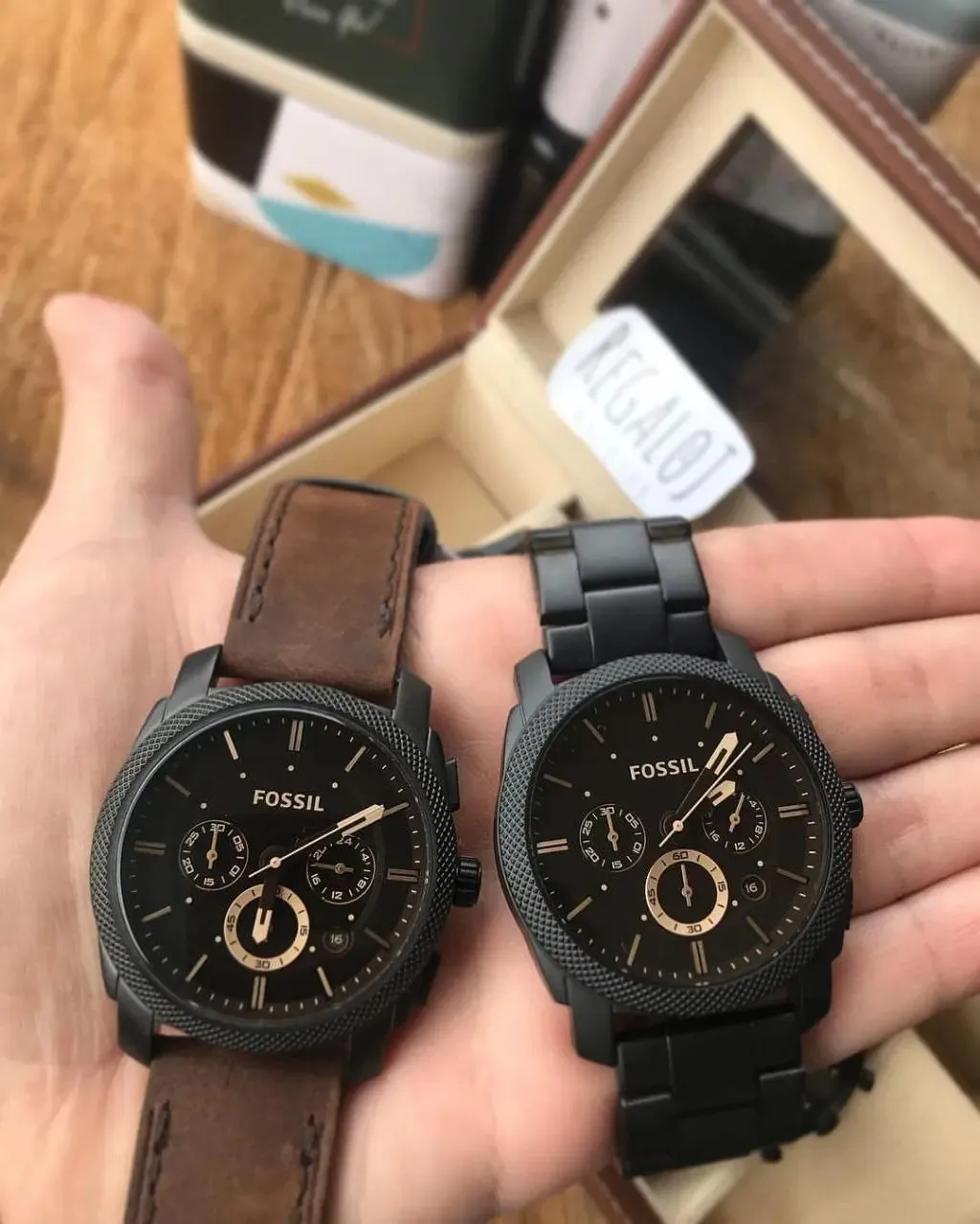 45mm Black Dial Chronograph Fossil Watch – Premium Quality