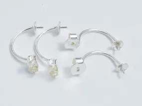 4pcs 925 Sterling Silver Earring Setting, 8x19mm, 5mm Ear nuts Butterfly Backing, 4mm Cap for Half Drilled Beads