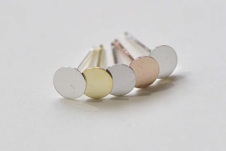 8 pcs 925 Sterling Silver Flat Pad Earring Stud Post Findings