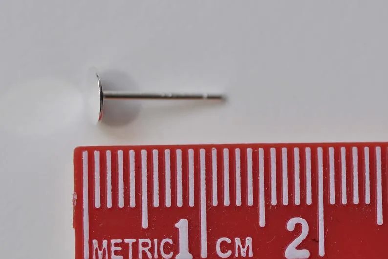 8 pcs 925 Sterling Silver Flat Pad Earring Stud Post Findings