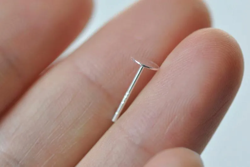 8 pcs 925 Sterling Silver Flat Pad Earring Stud Post Findings