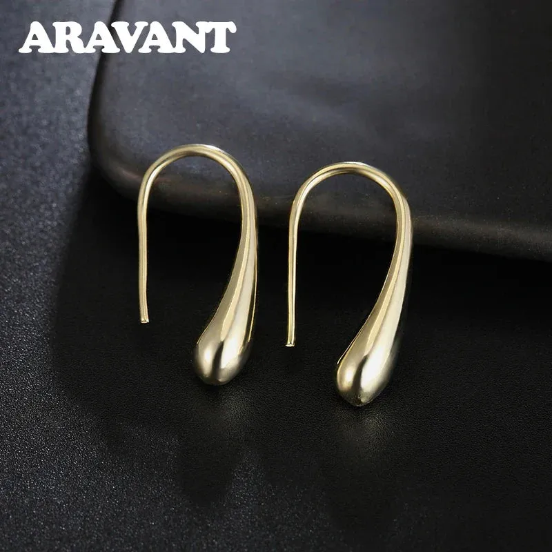 925 Sterling Silver Drop Örhängen – Eleganta Vattendroppsformade Örhängen | Damörhängen för Bröllop & Fest