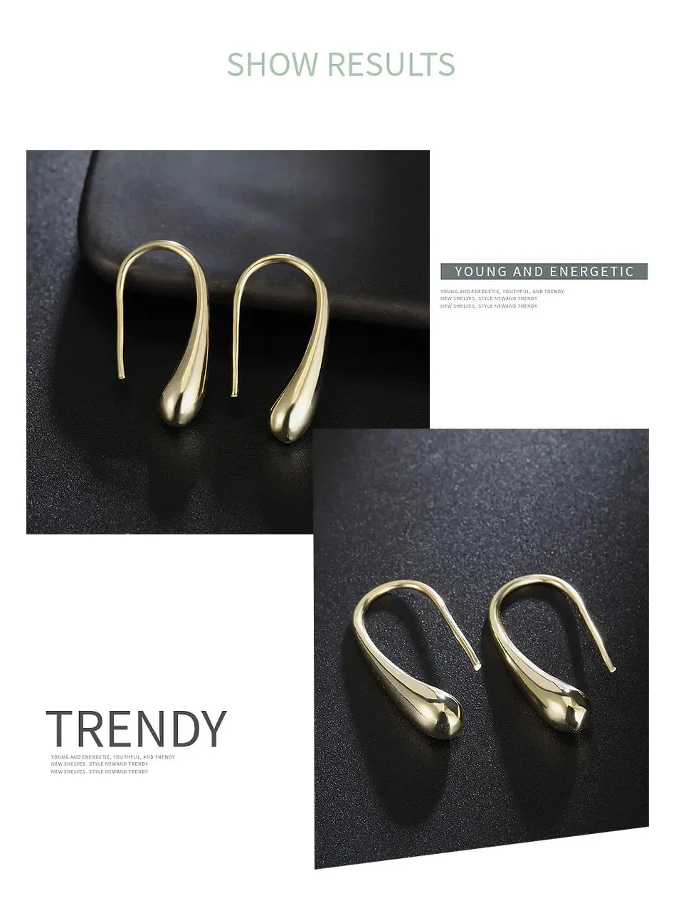 925 Sterling Silver Drop Örhängen – Eleganta Vattendroppsformade Örhängen | Damörhängen för Bröllop & Fest