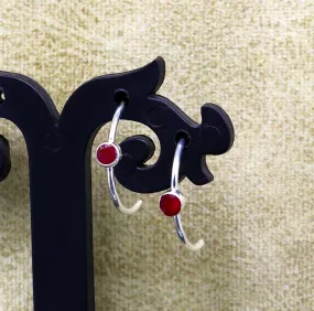 925 Sterling silver handmade fabulous single ruby stud earring , fabulous brides stylish fancy fashionable earring jewelry from india ear705